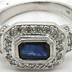 18k WG Diamond and Sapphire Ring